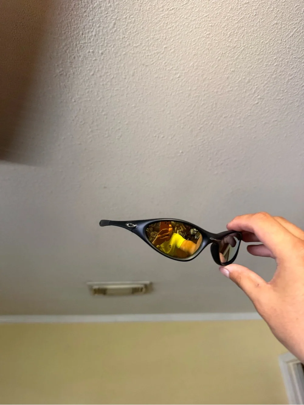 Black Frame Sunglasses with Amber Mirrored Lenses Oakley
